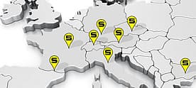 600 ski rental shops in 400 ski resorts in the Alps
