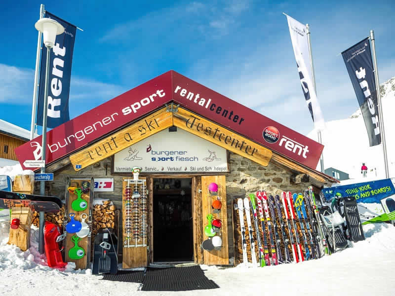 Verleihshop Burgener Sport in Fiescheralp [direkt neben Luftseilbahn], Fiesch