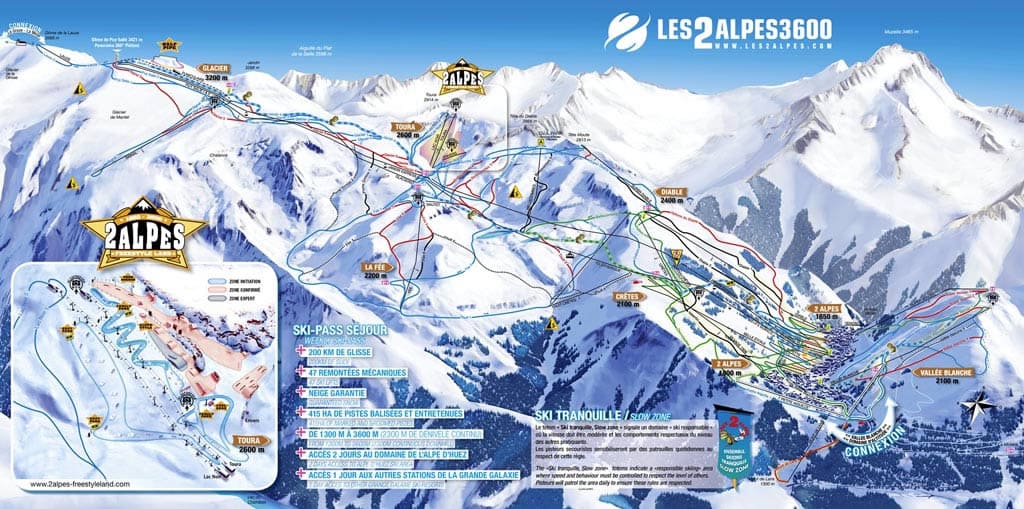 Skimap Les Deux Alpes 1800