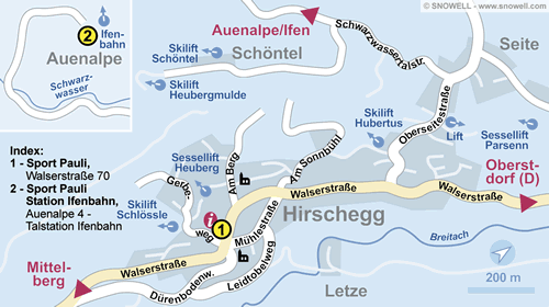 Lageplan Kleinwalsertal/Hirschegg